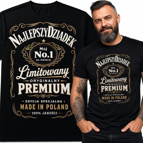 Koszulka męska „Najlepszy Dziadek” - etykieta w stylu whisky No.1