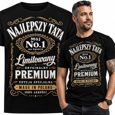Koszulka męska „Najlepszy tata” - etykieta retro No.1 na Dzień Ojca