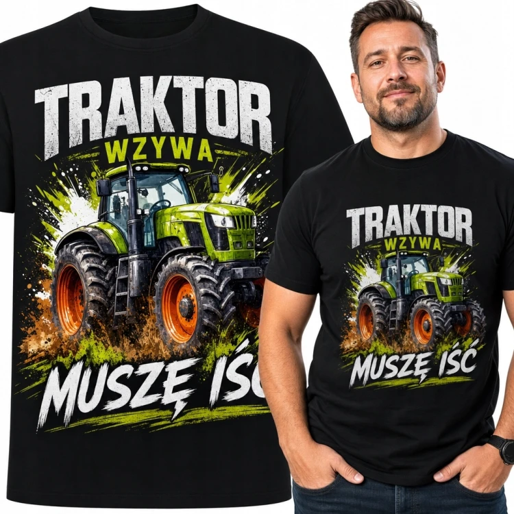 Koszulka męska dla rolnika z traktorem „Traktor wzywa, muszę iść”