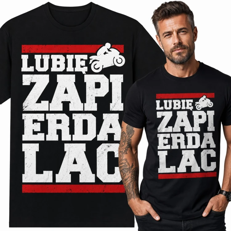 Koszulka męska „Lubię zapi erda lac” - ścigacz dla motocyklisty
