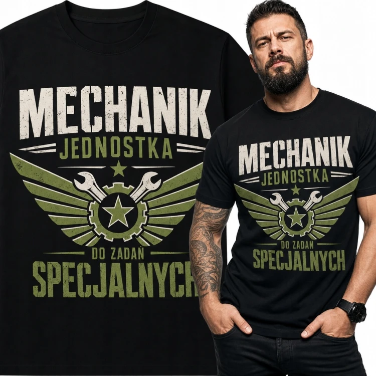 Koszulka męska dla mechanika „Mechanik - jednostka do zadań specjalnych”