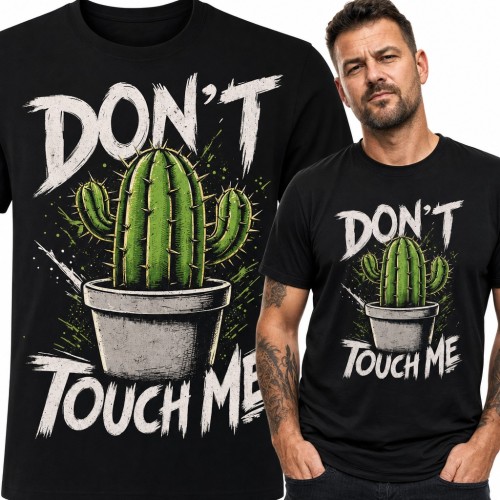 Koszulka męska z kaktusem w doniczce - „Don't touch me”