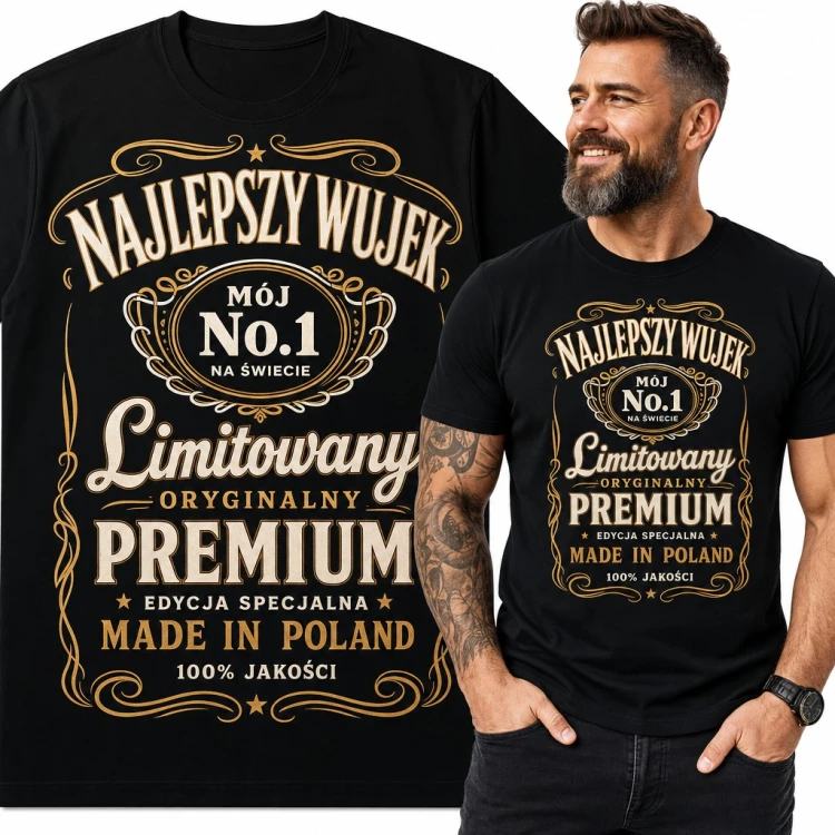 Koszulka męska „Najlepszy wujek” - retro etykieta No.1 na świecie
