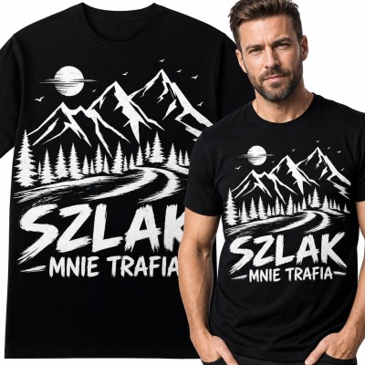 Koszulka męska „Szlak mnie trafia” - góry i leśna ścieżka dla turysty