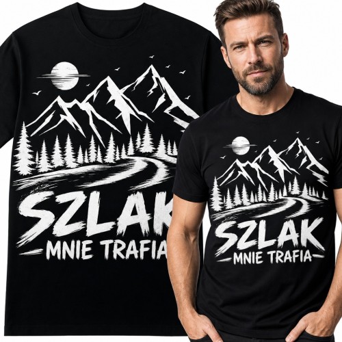 Koszulka męska „Szlak mnie trafia” - góry i leśna ścieżka dla turysty