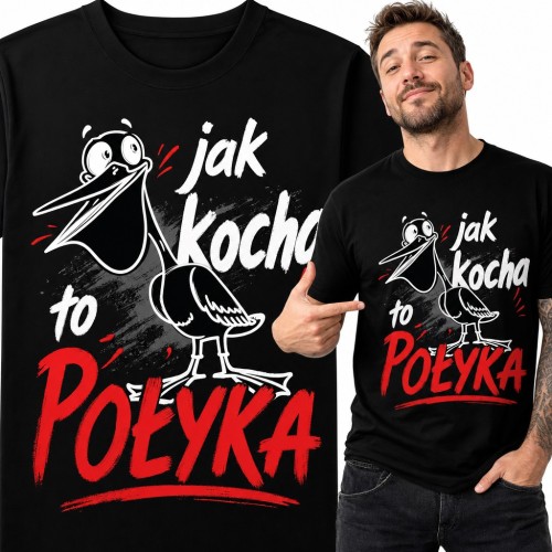 Koszulka męska z pelikanem „Jak kocha to połyka” - zabawny ptak z dziobem