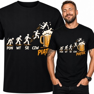 Koszulka męska z kuflem piwa „Piątek” - humor na weekend