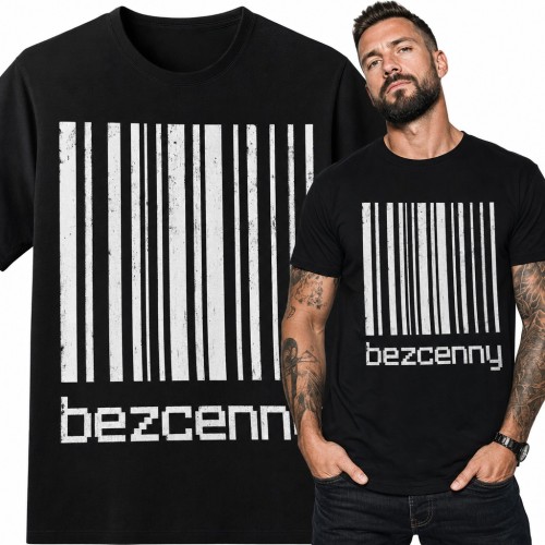 Koszulka męska „Bezcenny” z kodem kreskowym