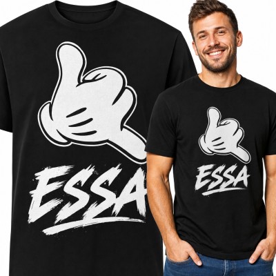 Koszulka męska „Essa” z kreskówkową dłonią w geście shaka