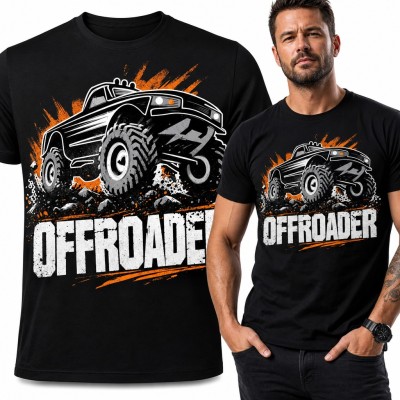 Koszulka męska „Offroader” - terenowy pickup 4x4 na skałach