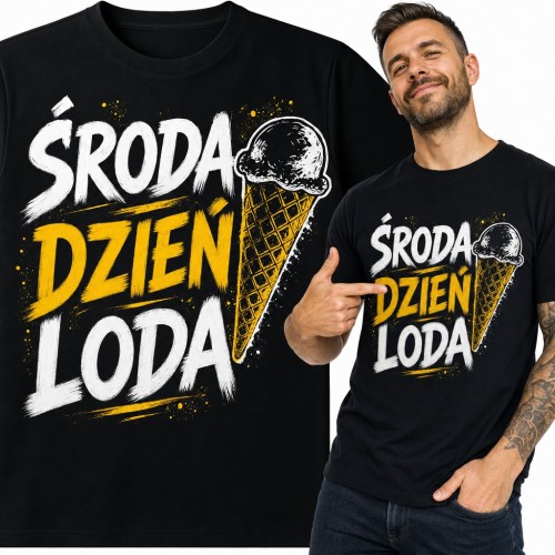 Koszulka męska „Środa dzień loda” - kultowy mem z rożkiem lodów