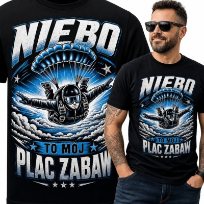 Koszulka męska „Niebo to mój plac zabaw” - skoczek spadochronowy dla spadochroniarza
