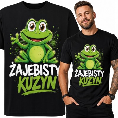 Koszulka męska z żabą „Żajebisty kuzyn” - śmieszny wzór dla kuzyna