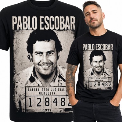Koszulka męska „Pablo Escobar” - mugshot z Medellín 1977 w stylu vintage