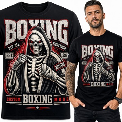 Koszulka męska „Boxing” - szkielet boksera w kapturze dla fana boksu