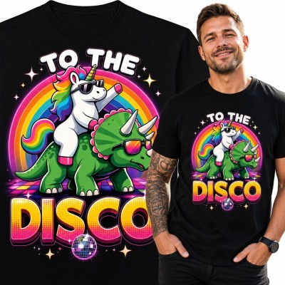 Koszulka męska jednorożec na triceratopsie „To the Disco”