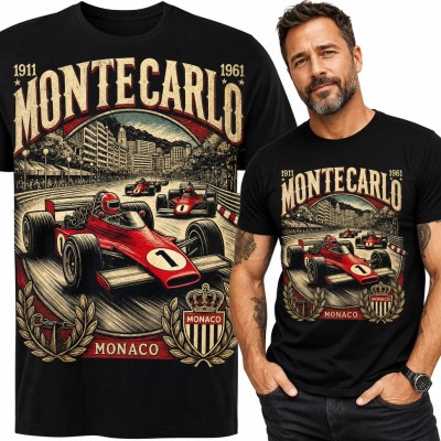 Koszulka męska „Montecarlo” - retro bolid wyścigowy z Monako