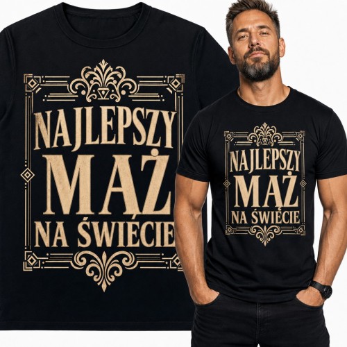 Koszulka męska „Najlepszy mąż na świecie” - ramka art deco