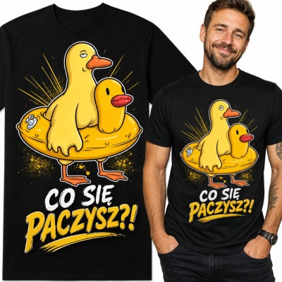Koszulka męska z kaczką w dmuchanym kółku „Co się paczysz?!”