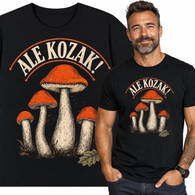 Koszulka męska z koźlarzami „Ale kozak!” dla grzybiarza