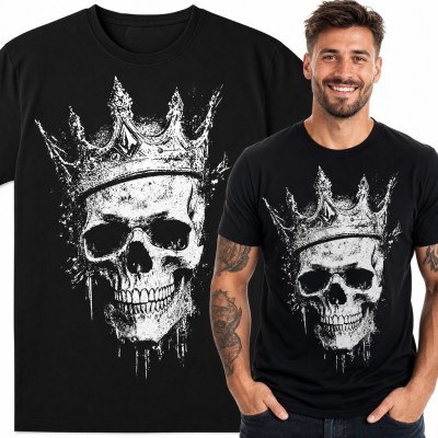 Koszulka męska czaszka w koronie - królewski skull w stylu grunge