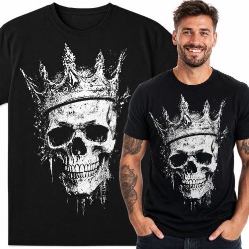 Koszulka męska czaszka w koronie - królewski skull w stylu grunge