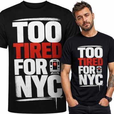 Koszulka męska „Too tired for NYC” - wagon metra Nowy Jork