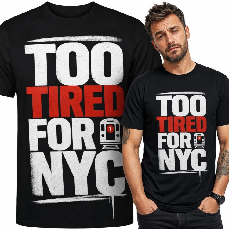 Koszulka męska „Too tired for NYC” - wagon metra Nowy Jork