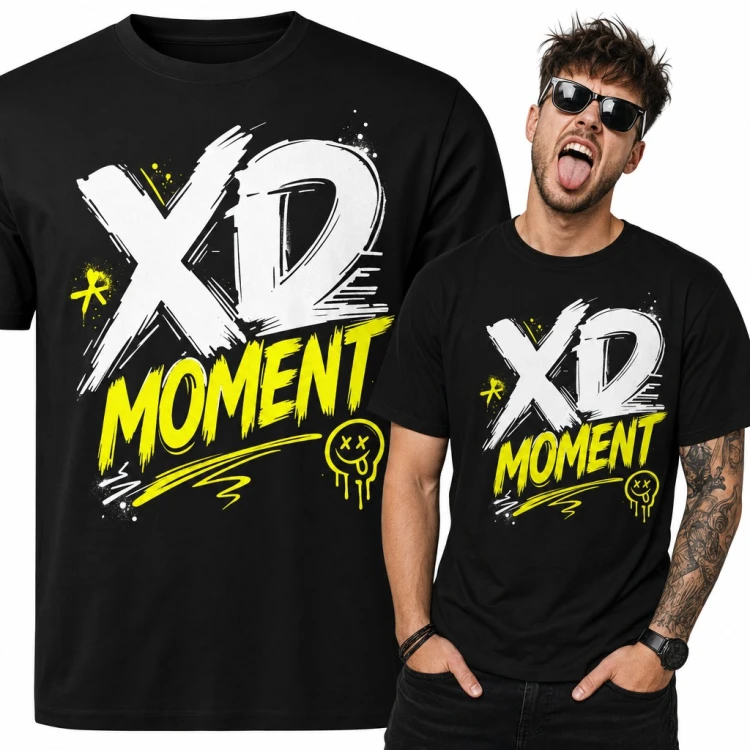 Koszulka męska „XD moment” - graffiti z roztapiającą się buźką