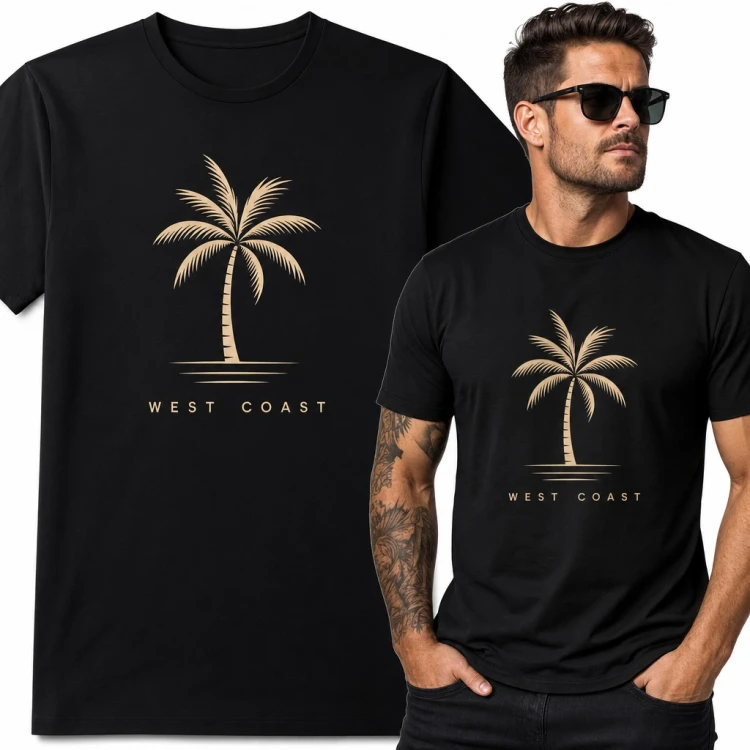 Koszulka męska z palmą „West Coast” - minimalistyczny motyw kalifornijskiego wybrzeża