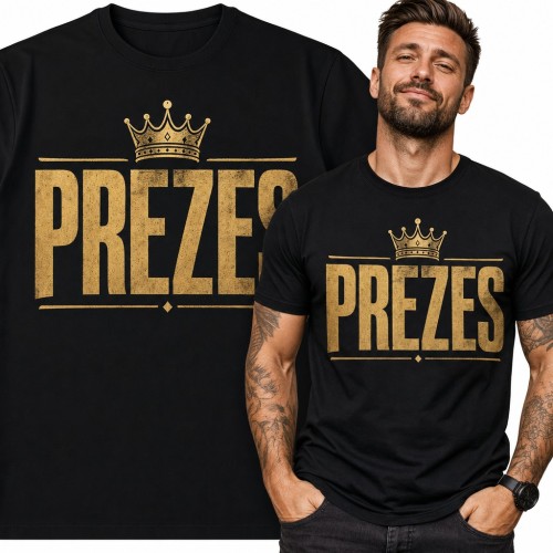 Koszulka męska „Prezes” ze złotą koroną - dla szefa