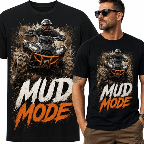 Koszulka męska z quadem w błocie „Mud Mode” - dla miłośnika off-roadu