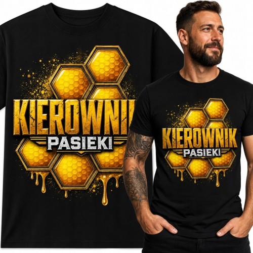 Koszulka męska dla pszczelarza „Kierownik pasieki” - plastry miodu