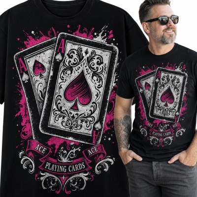 Koszulka męska dla pokerzysty z dwoma asami pik - „Ace Playing Cards”