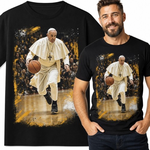 Koszulka męska papież grający w koszykówkę - mem dla koszykarza