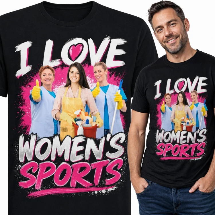 Koszulka męska „I love women's sports” - ironiczny żart ze sprzątaniem