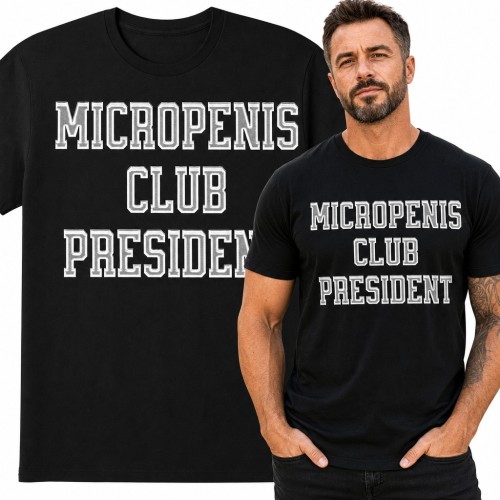 Koszulka męska „Micropenis Club President” - śmieszny napis w stylu college