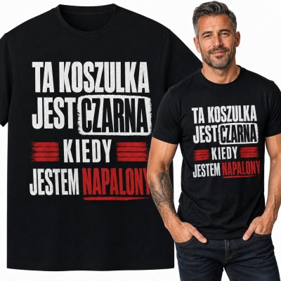 Koszulka męska „Ta koszulka jest czarna kiedy jestem napalony” - dwuznaczny żart