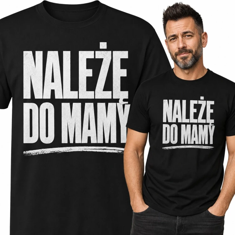 Koszulka męska „Należę do mamy” - śmieszny napis dla syna