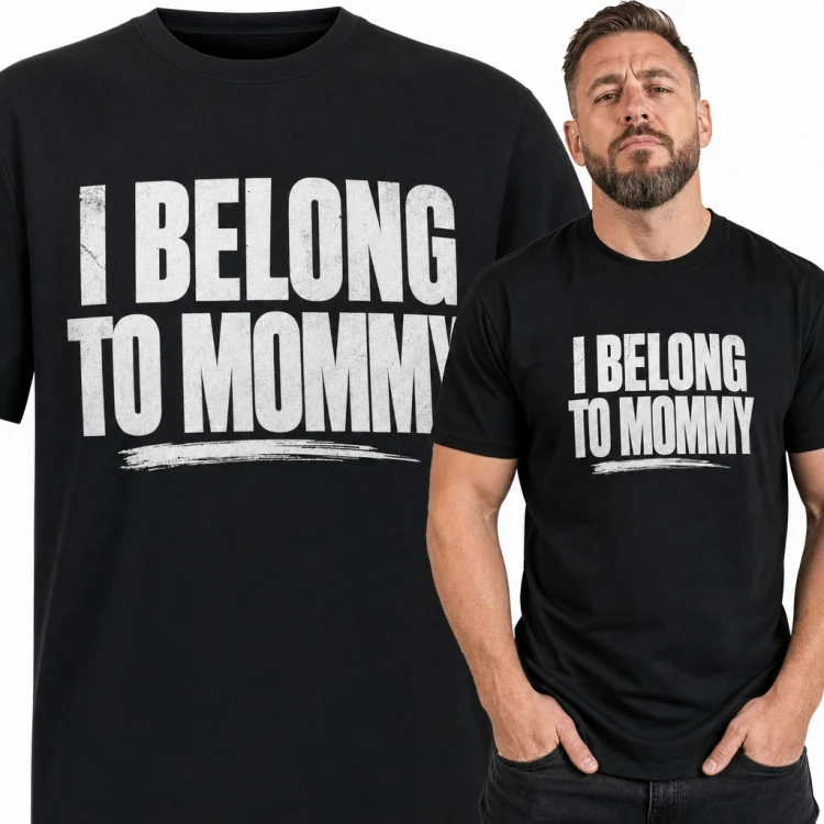 Koszulka męska z napisem „I belong to mommy” - żartobliwa dla męża i partnera