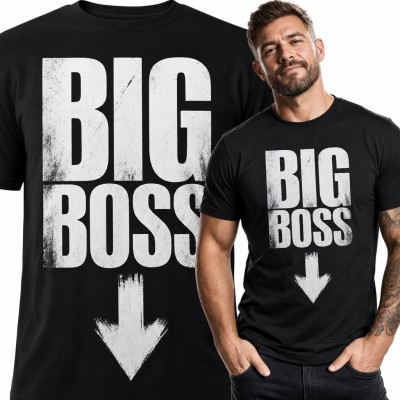 Koszulka męska „Big Boss” ze strzałką w dół - śmieszny prezent dla szefa