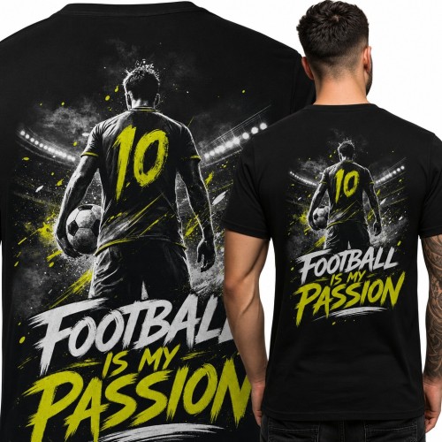 Koszulka męska piłkarska „Football is my passion” z zawodnikiem z numerem 10 - duży nadruk na plecach