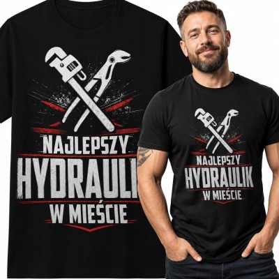 Koszulka męska dla hydraulika „Najlepszy hydraulik w mieście” - narzędzia hydrauliczne
