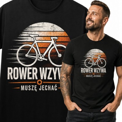 Koszulka męska rowerowa retro „Rower wzywa - muszę jechać”