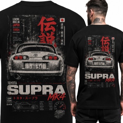 Koszulka męska „Toyota Supra MK4” - japońska legenda JDM - duży nadruk na plecach
