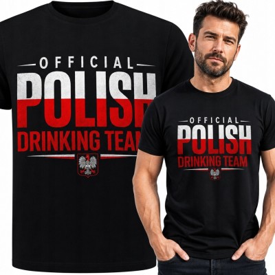 Koszulka męska z polskim orłem „Polish Drinking Team” - patriotyczny humor
