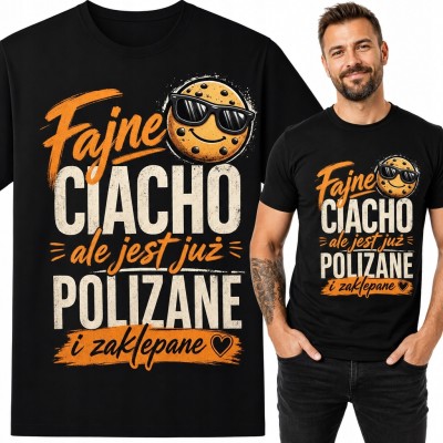 Koszulka męska z ciastkiem w okularach „Fajne ciacho, ale jest już polizane i zaklepane” - humor dla faceta w związku