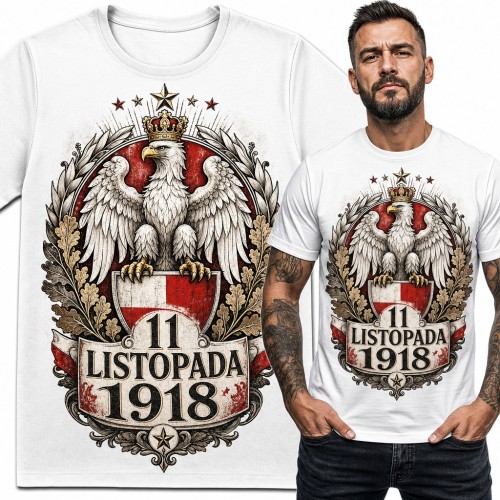 Koszulka męska „11 listopada 1918” - orzeł w koronie na Święto Niepodległości