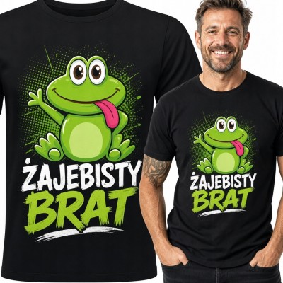 Koszulka męska z żabą „Żajebisty brat” - humorystyczny nadruk