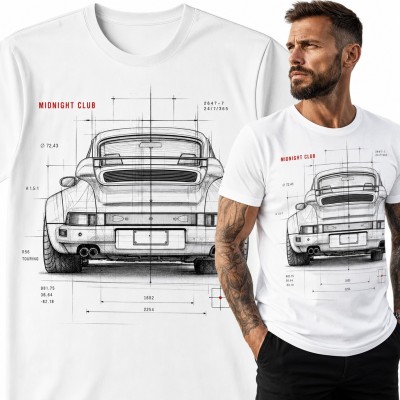 Koszulka męska „Midnight Club” - szkic sportowego auta dla fana motoryzacji